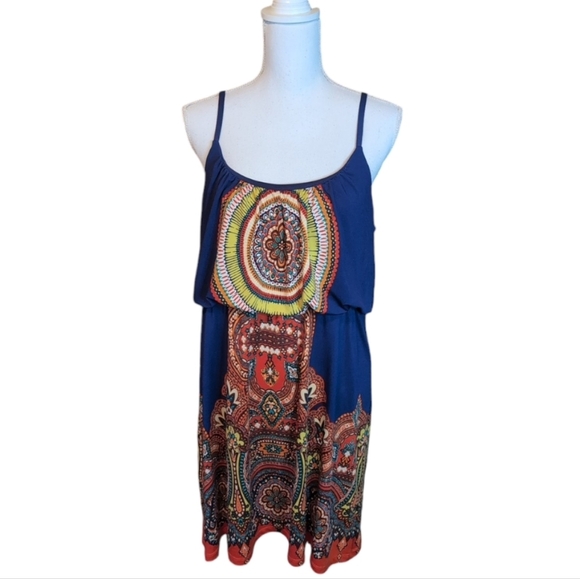 Maurices Bohemian Pattern Blue Strappy Dress Size XL - Picture 1 of 10